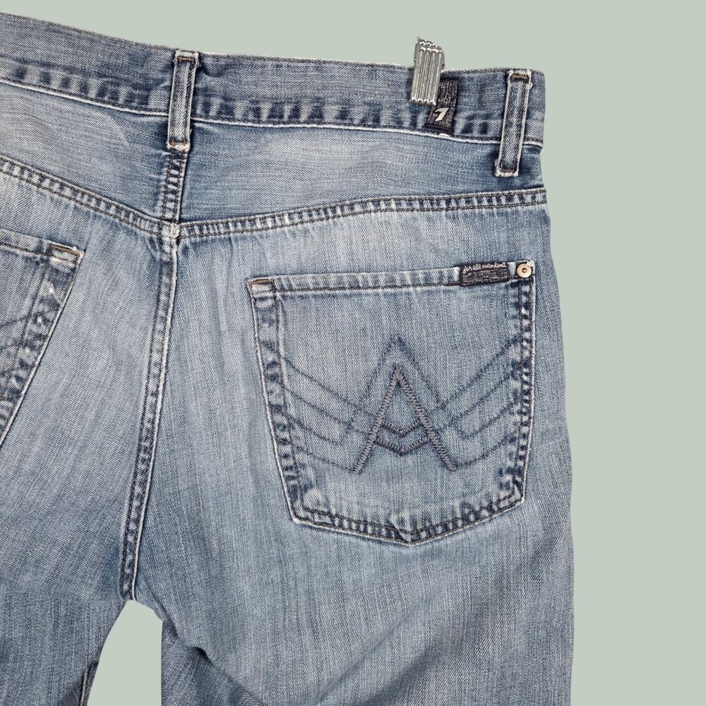 7 For All Mankind Men 33 x 33 Austyn Relaxed Straight Jeans Light Wash Blue Y2K